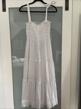 Poupette St. Barth White Smocked Ruffle Top